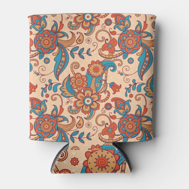 Floral Fiesta: Colourful Pattern Play Can Cooler (Front)