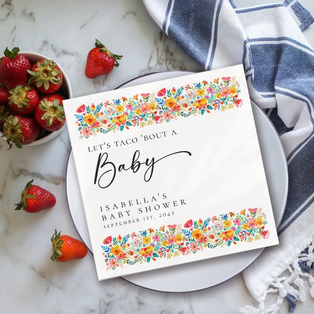 Floral Fiesta Taco Bout Baby Shower Napkin (Creator Uploaded)