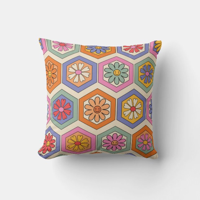Floral Fiesta Throw Pillow (Front)