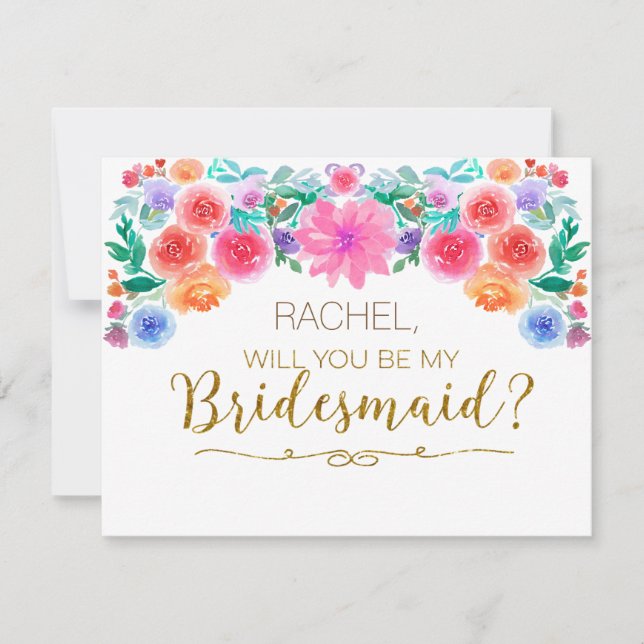 Floral Fiesta Will You Be My Bridesmaid Card (Front)