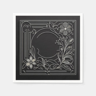 Floral Filigree Frame Napkin