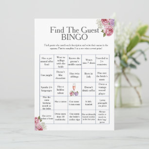 Floral Find the Guest Bridal Shower Bingo game Invitation