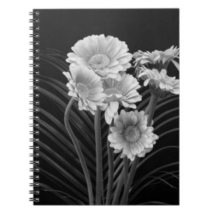 Floral fine art still life detailed monochrome mac notebook
