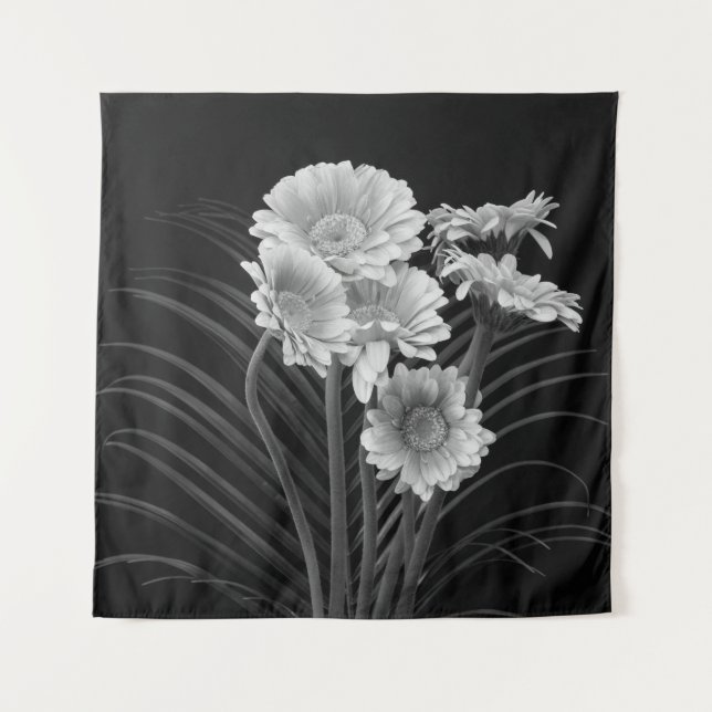 Floral fine art still life detailed monochrome mac tapestry (Front)