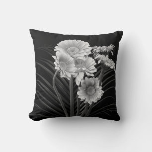 Floral fine art still life detailed monochrome mac throw pillow