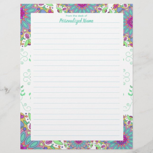 Floral Finesse Lined  Letterhead (Front)