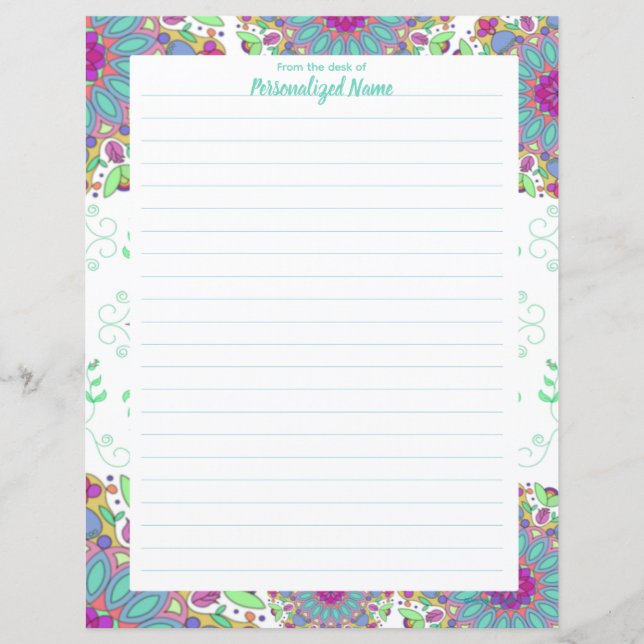 Floral Finesse Lined Paper Sheet (Front)