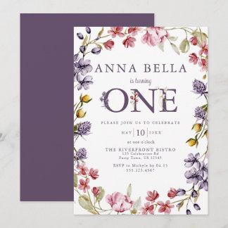 Floral First Birthday Invitation
