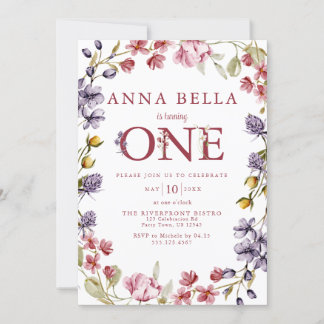 Floral First Birthday Invitation