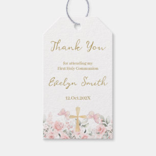 Floral First Communion Gift Tag