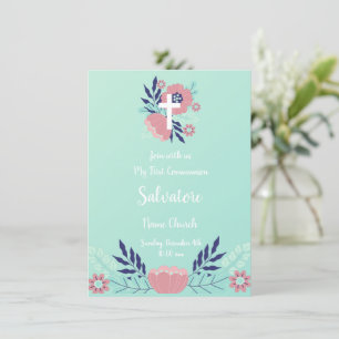 Floral First Communion Invitation