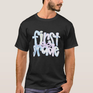 Floral First Grade Coquette Bow 1st Grade Teacher T-Shirt
