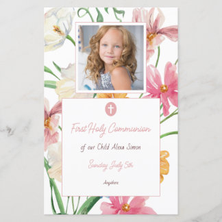 Floral First Holy Communion Photo menu