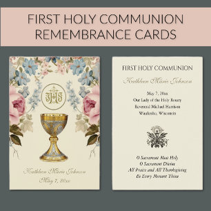 Floral First Holy Communion Remembrance Card