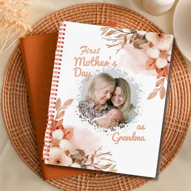 Floral First Mother day as grandma Photo Notebook (Creator Uploaded)