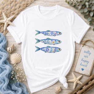 Floral Fish Sea Life Art Tri-Blend Shirt