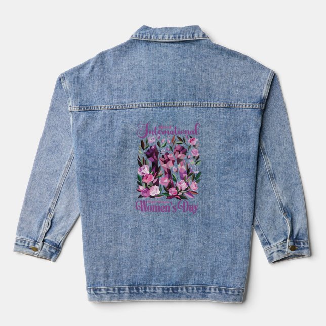 Floral Fists International Women's Day March 8 Denim Jacket (Back)
