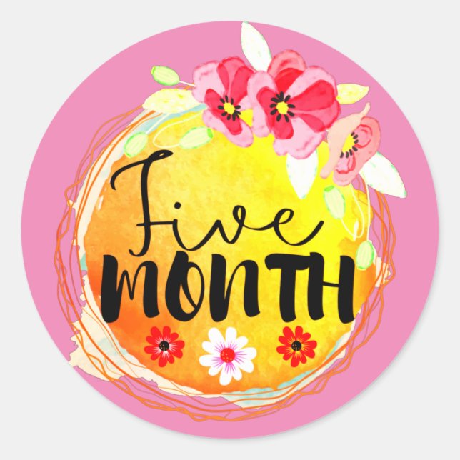 Floral Five Month Old Baby Milestone Label (Front)