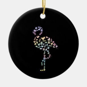 Floral Flamingo Cute Animal Aesthetic Lover Gift  Ceramic Ornament