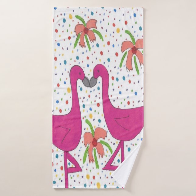 Floral Flamingo Fiesta Bath Towel Set (Bath Towel)