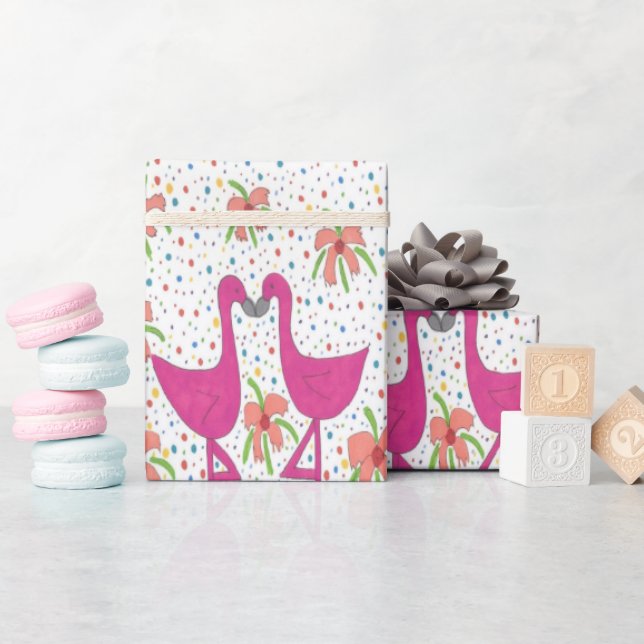 Floral Flamingo Fiesta Wrapping Paper (Baby Shower)