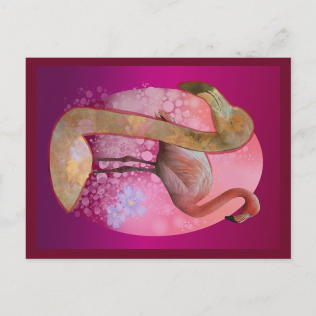 Floral Flamingo Postcard (Front)