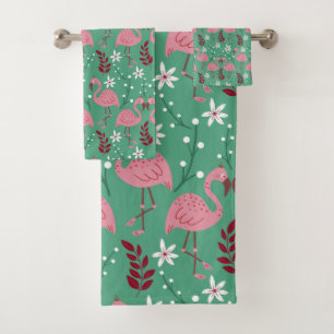 Floral flamingo sans couture motif rose vert