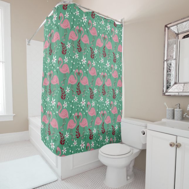 Floral flamingo seamless pattern pink green (In Situ)