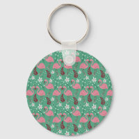 Floral flamingo seamless pattern pink green