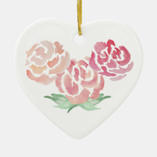 Floral Fleur Coeur Forme Céramique Ornement de vac