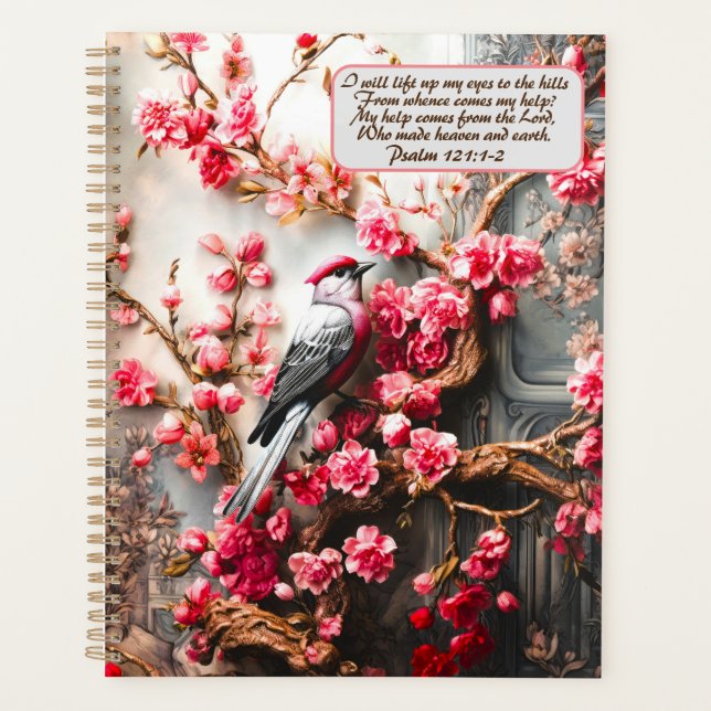 Floral Fleur De Cerisier Rose Avec Verse Oiseau &  (Devant)