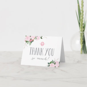 Floral Fleurit Blanc Carte de remerciements religi
