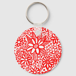 Floral Flocked Keychain