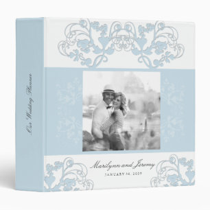 Floral Flourish Aqua Blue Wedding Photo Binder