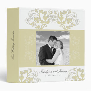 Floral Flourish Chic Jaune Mariage Classeur photo
