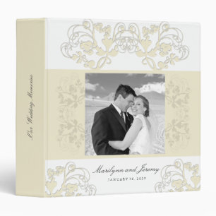Floral Flourish Elegant Cream Wedding Photo Binder