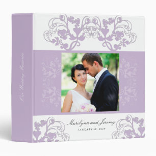 Floral Flourish Lilac Purple Mariage Classeur phot