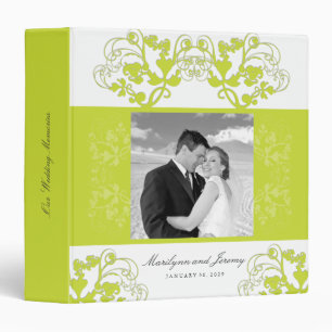 Floral Flourish Lime Green Wedding Photo Binder