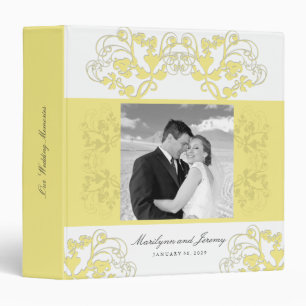 Floral Flourish Pastel Yellow Wedding Photo Binder