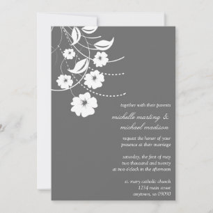 Floral Flourish Wedding Invitation (Dark Grey)