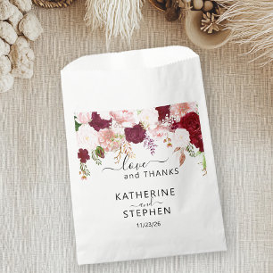 Floral Flower Favour Wedding Blush Burgundy Bag