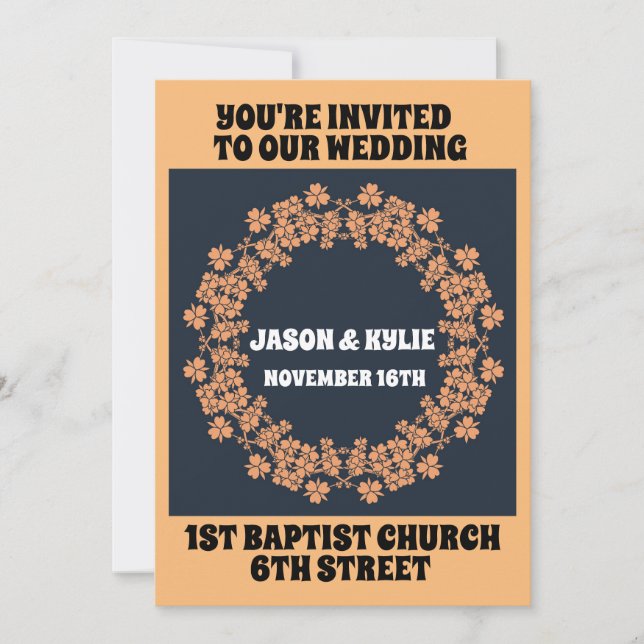 FLORAL FLOWER FRAME WEDING CUSTOM INVITATIONS  (Front)