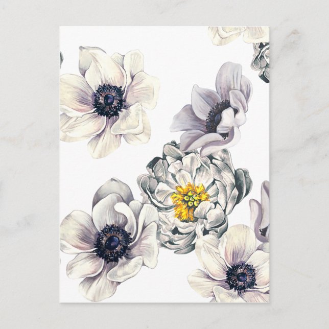 Floral Flower Peony Anemone Fresh Spring Artistic Postcard (Front)