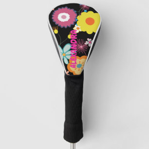 Floral Flower Power Colourful Pink Golf Head Cover