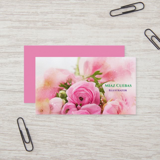 Floral Flower Roses Bouquet  Abstract  Business Card (Front/Back In Situ)