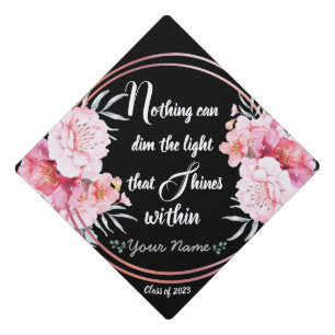 Floral Flower Wreath Light Shine within Custom Graduation Cap Topper