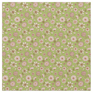 Floral flowers pattern green background Fabric 