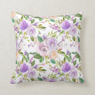 *~* Floral Flowers Pattern Print Lavender Throw Pillow