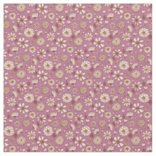 Floral flowers pattern red background Fabric 
