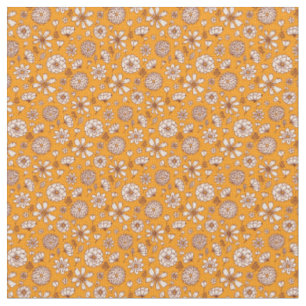Floral flowers pattern with orange background fabric